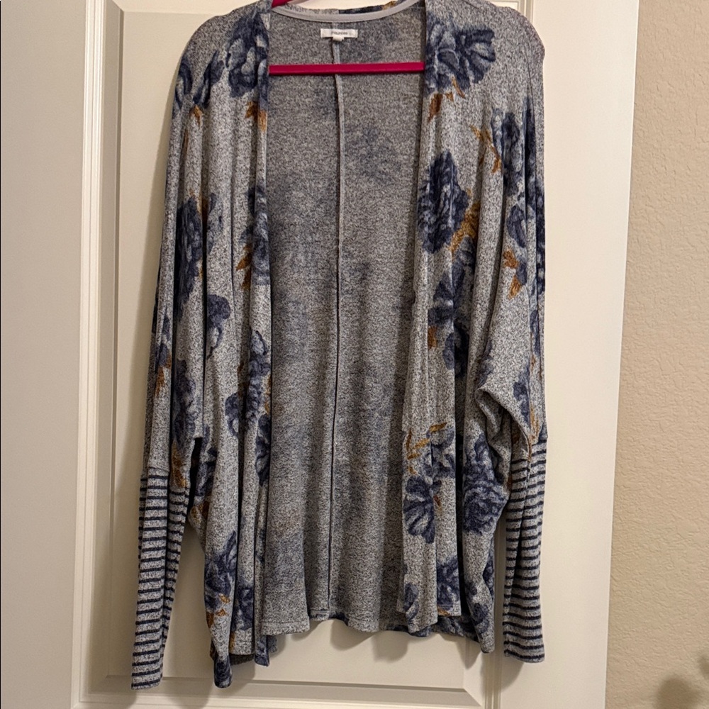 Maurices Gray and Blue Floral Cardigan